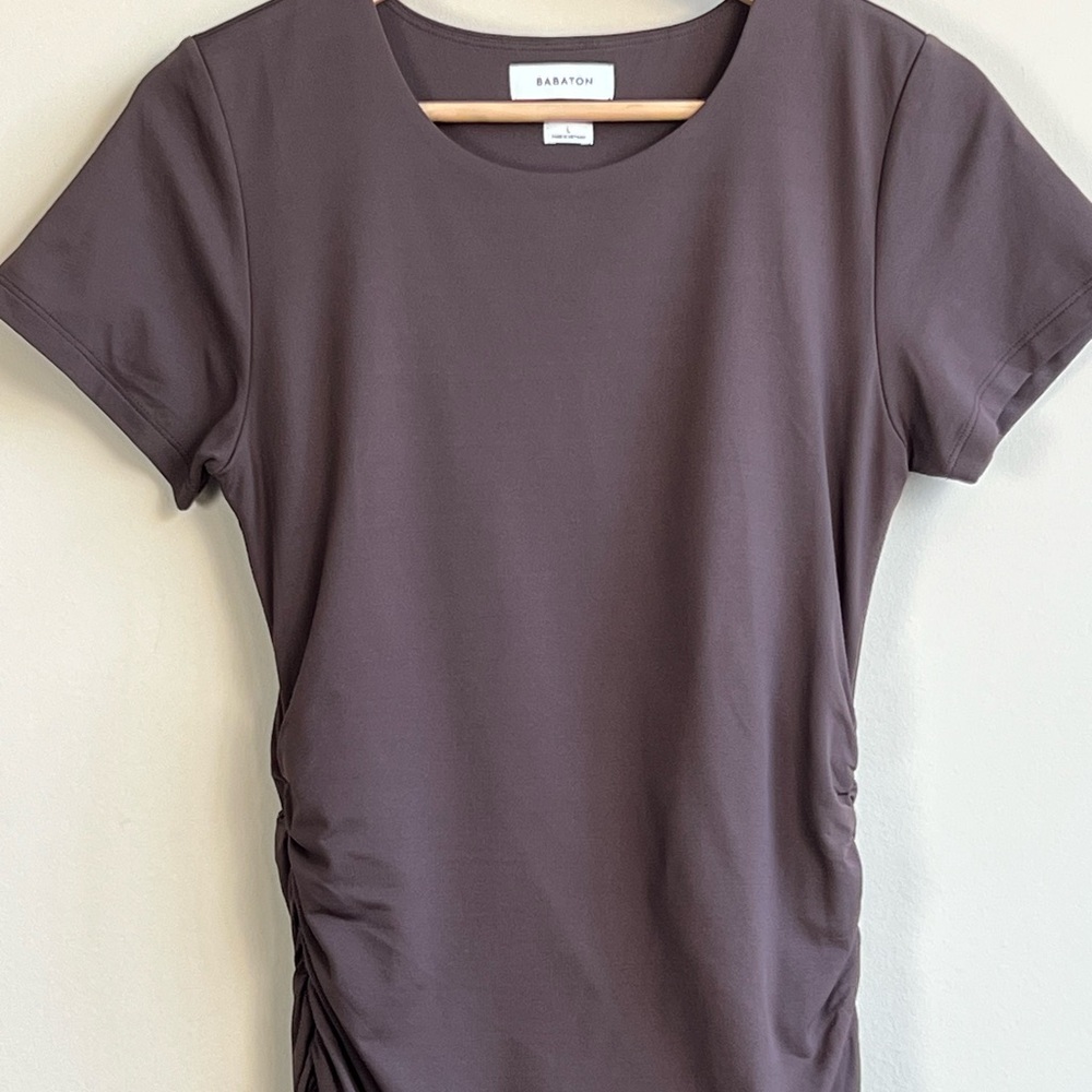 Babaton Contour Ruched Mini Brown Dress Size L - Picture 5 of 11
